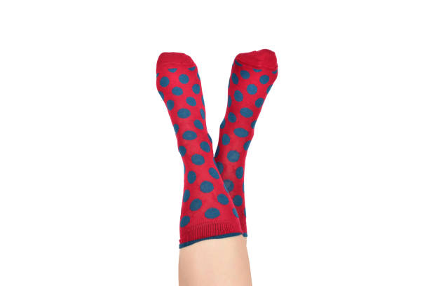 istock Woman in red socks isolated on white background. Top view. 1167833531