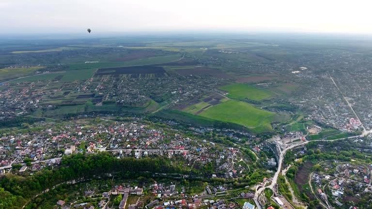 Panoramic Aerial drone view of old city