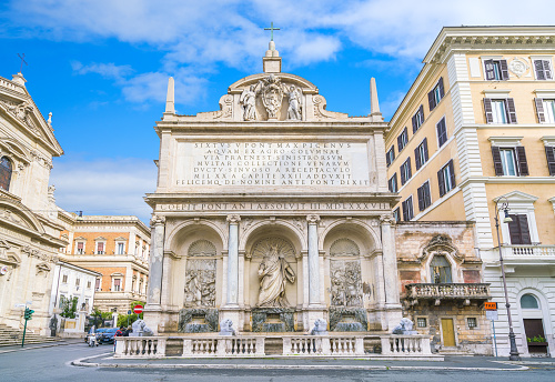 Rome, Italy - December 19, 2019: Detail of  Petersdom  in Rome, Italy.