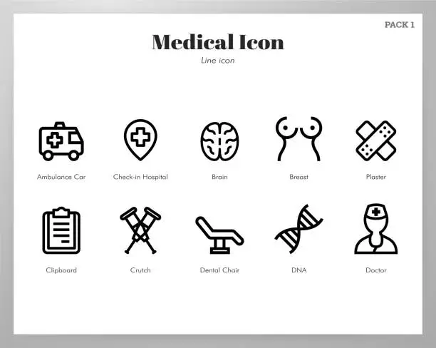 Vector illustration of Medical icons Line pack