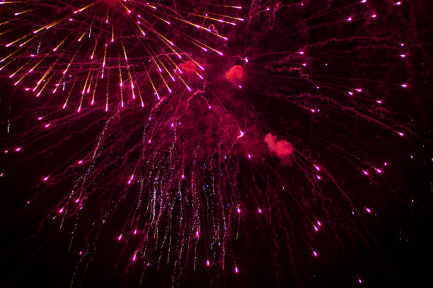 istock Fireworks in the night sky over the city 1167838930