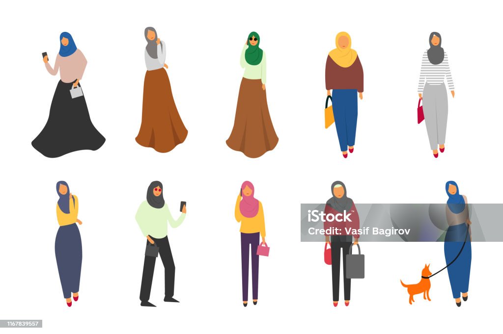 Ilustración de Las Mujeres Musulmanas Se Establecen Bonita Caricatura Árabe  Niñas En Vestido Tradicional Colección De Mujeres Empresarias y más  Vectores Libres de Derechos de Mujeres - iStock