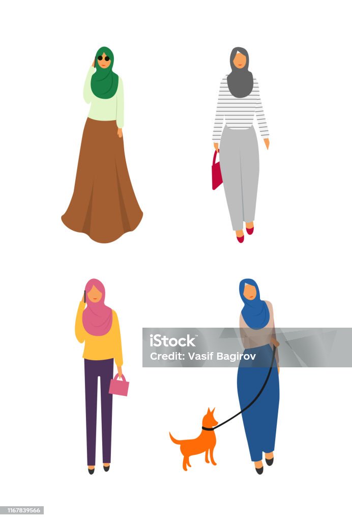 Ilustración de Las Mujeres Musulmanas Se Establecen Bonita Caricatura Árabe  Niñas En Vestido Tradicional Colección De Mujeres Empresarias y más  Vectores Libres de Derechos de Abaya - Vestimenta - iStock