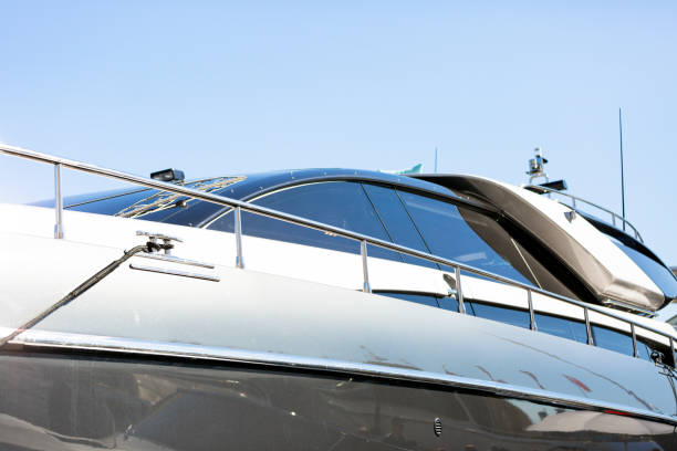 istock Closeup side view of luxury yacht  backhground with copy space 1167843385