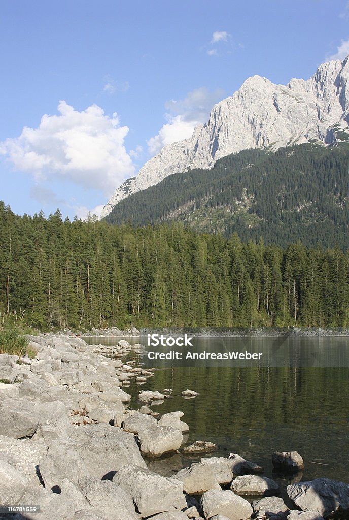 Zugspitz massif with Eibsee in front of Waxensteinen  Bavaria Stock Photo