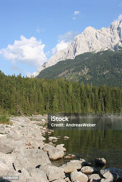 Zugspitz Massif With Eibsee In Front Of Waxensteinen Stock Photo - Download Image Now