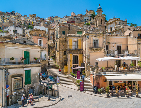 Scenic sight in Ragusa Ibla on a summer day, Sicily, southern Italy. July-13-2018