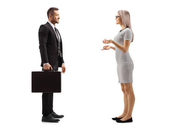 istock Young woman and businessman having a conversation 1167847191