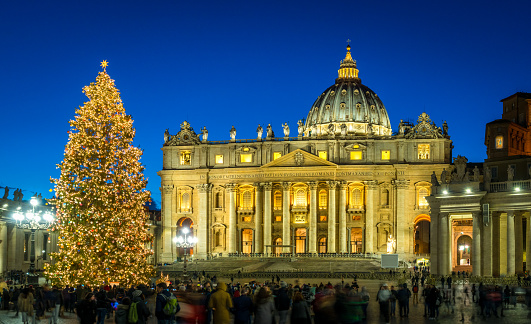 Saint Peter Basilica in Rome at Christmas. Italy.
