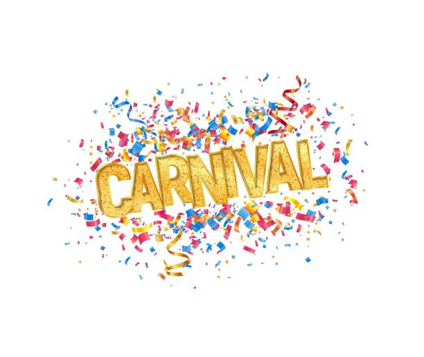 istock Isolated vector Carnival golden word and colorful confetti on white background design element. EPS 10. 1167848771