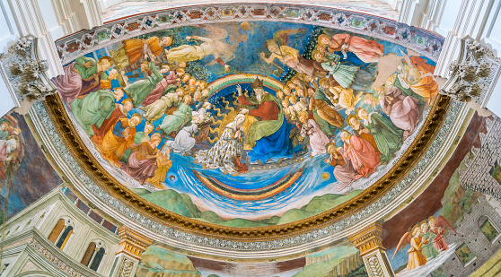 Frescoed apse by Filippo Lippi, in the Duomo of Spoleto. Umbria, central Italy. July-25-2018