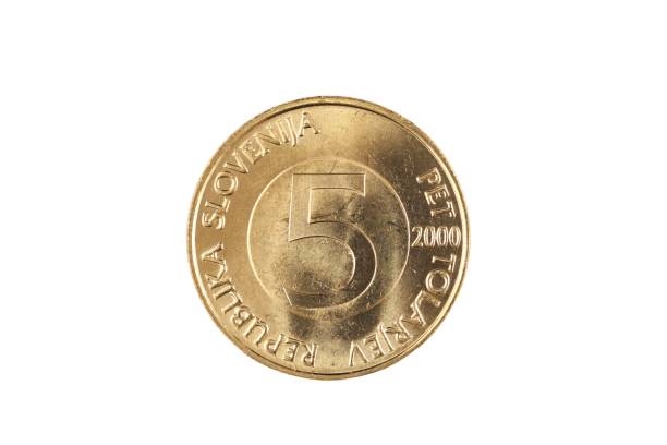 istock Slovenian Five Tolar Coin Isolated On White 1167850156