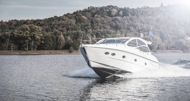 istock luxurious motor boat sailing on the lake 1167852871
