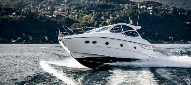 istock luxurious motor boat sailing on the lake 1167852954
