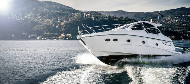 istock luxurious motor boat sailing on the lake 1167852956