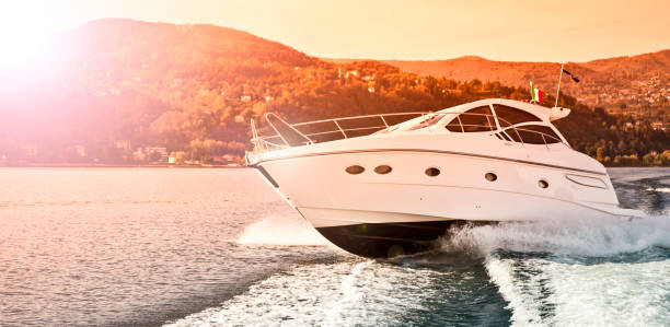 istock luxurious motor boat sailing on the lake 1167852962