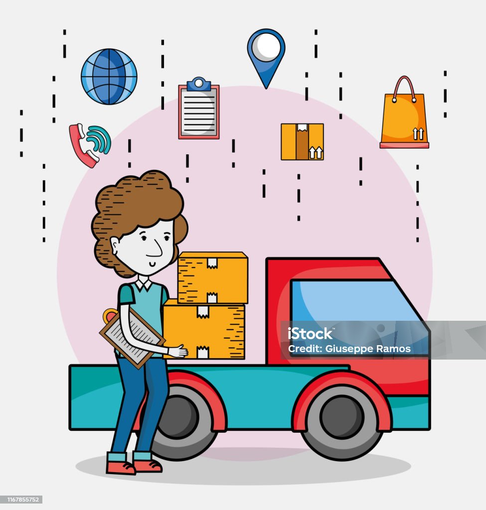 Phim Hoạt Hình Giao Hàng Và Chuyển Phát Nhanh Hình minh họa Sẵn có ...