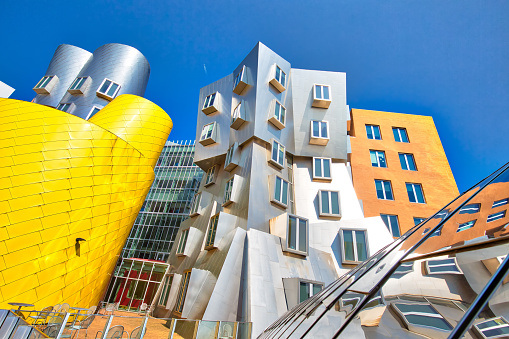 Boston, MA, USA – July 16, 2019: Ray and Maria Stata Center on the campus of the world-famous MIT institute of technology designed by Pritzker Prize-winning architect Frank Gehry