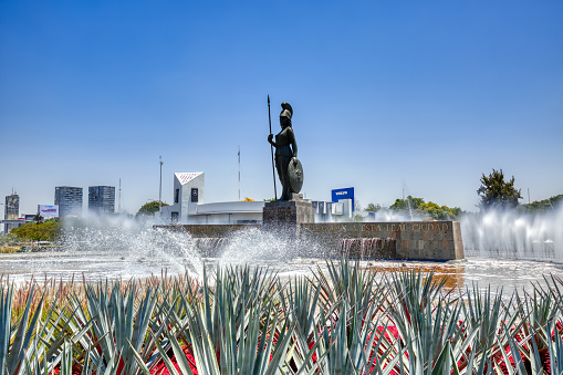 Gudalajara, Mexico-10 April, 2019: Landmark Minerva monument in Guadalajara historic center