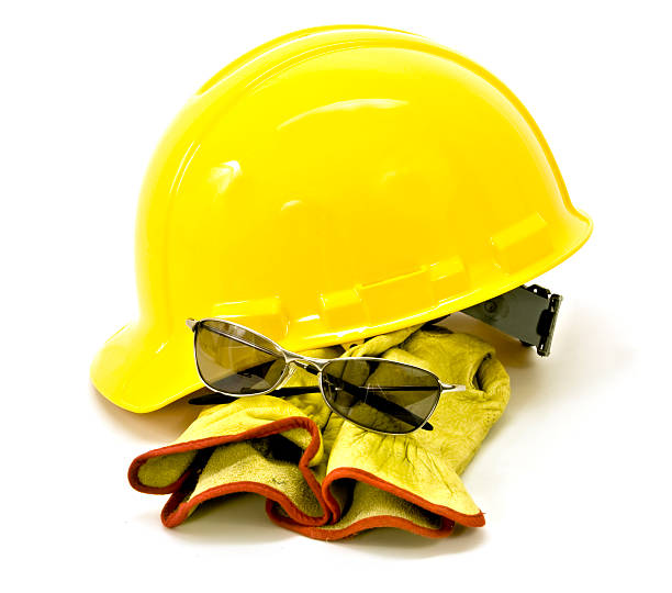 istock Yellow Hardhat, Gloves, Safety Glasses - Isolated on White 116786868