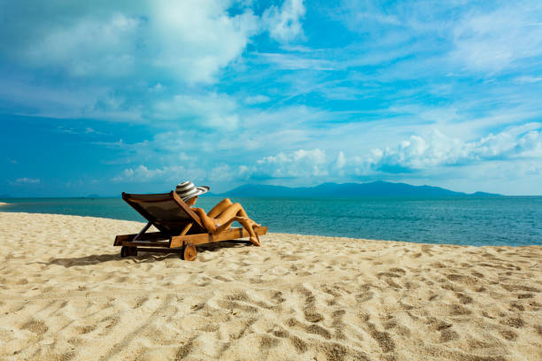 Woman posing at tropical beach