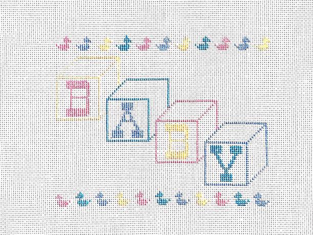 istock Vintage Cross Stitch Sketch Illustration of Alphabet Blocks Spelling “Baby” 1167873713