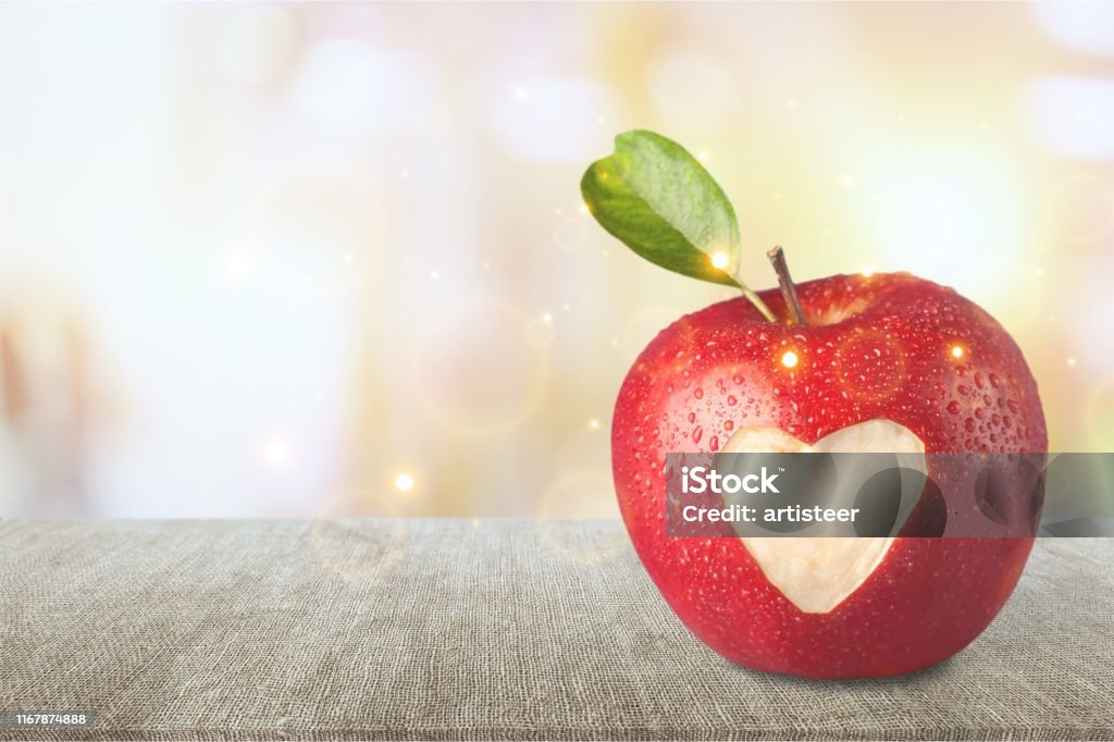 Heart shape. Red Apple with Heart Shape Apple - Fruit Stock Photo