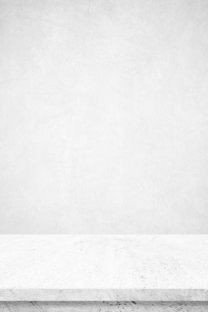 istock Stone table for product display background, banner, White perspective concrete table top, shelf, and white cement wall gradient texture background, Stone counter surface for food backdrop 1167875820
