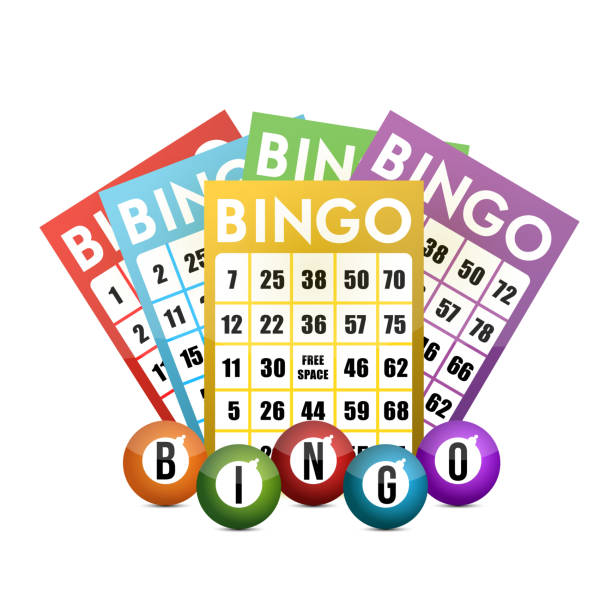 illustrazioni stock, clip art, cartoni animati e icone di tendenza di design dell'illustrazione di bingo e palle a colori - tombola