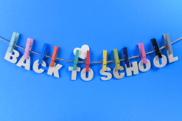 istock Back to school supplies on a blue background 1167881463