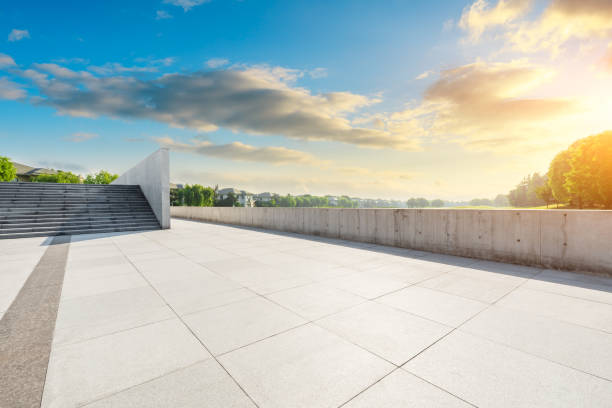 istock Empty floor and beautiful natural scenery in city park 1167884106
