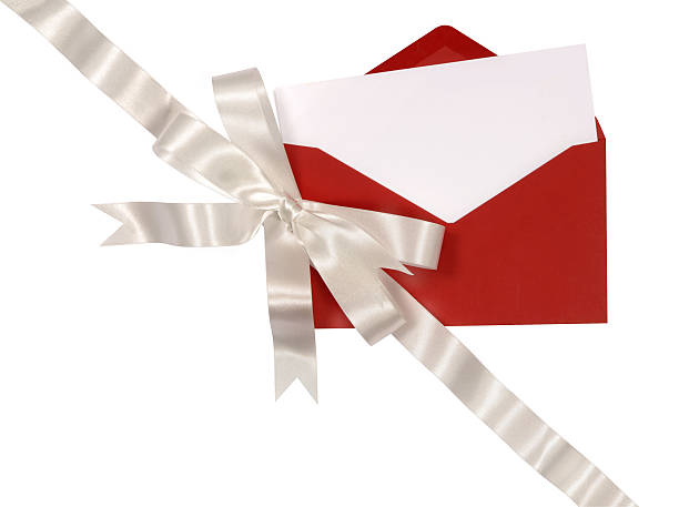 istock Blank invitation card with red envelope and silver ribbon 116788486