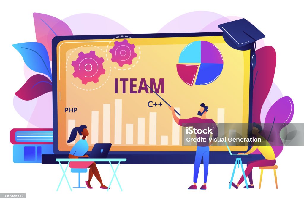 It Course Picture Drawing It Management Courses Concept Vector Illustration Stock Illustration ...