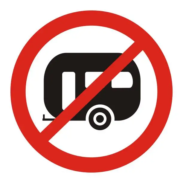 Vector illustration of prohibit trailer parking, road sign, vector icon