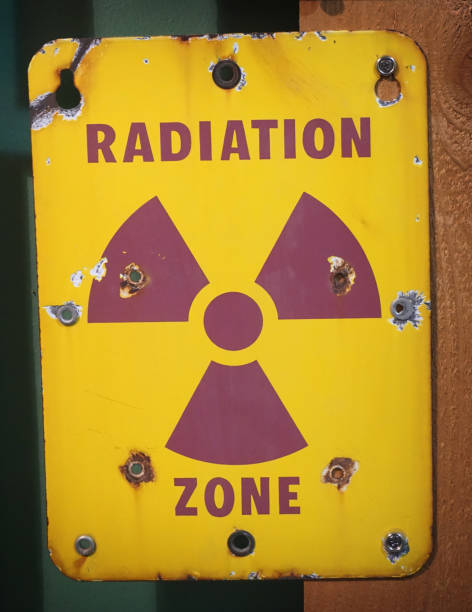 radiation zone radiation zone sign at nuclear reactor nuclear fallout stock pictures, royalty-free photos & images