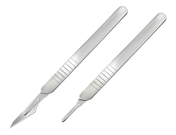 istock Delicate pointed scalpel with removable blade. Manual surgical instrument. Realistic object on a white background. 1167889140