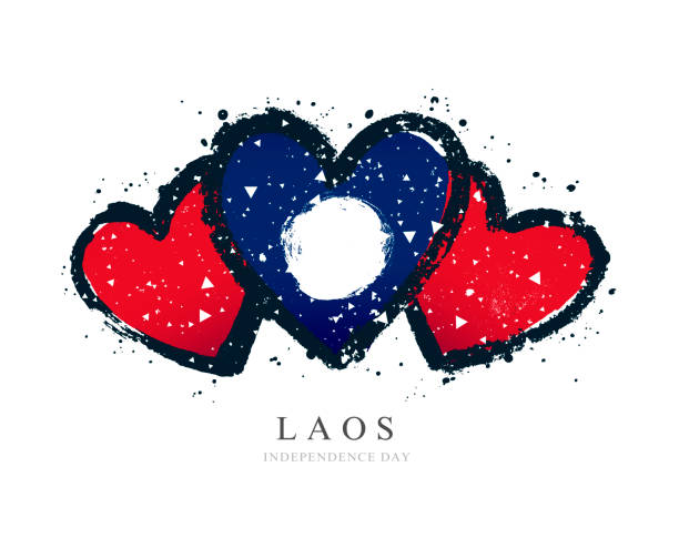 istock Lao flag in the form of three hearts. Vector illustration 1167894775
