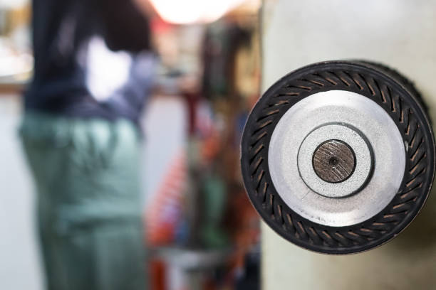 istock Closeup of a shoe grinder in a shoemaker workshop. 1167900094