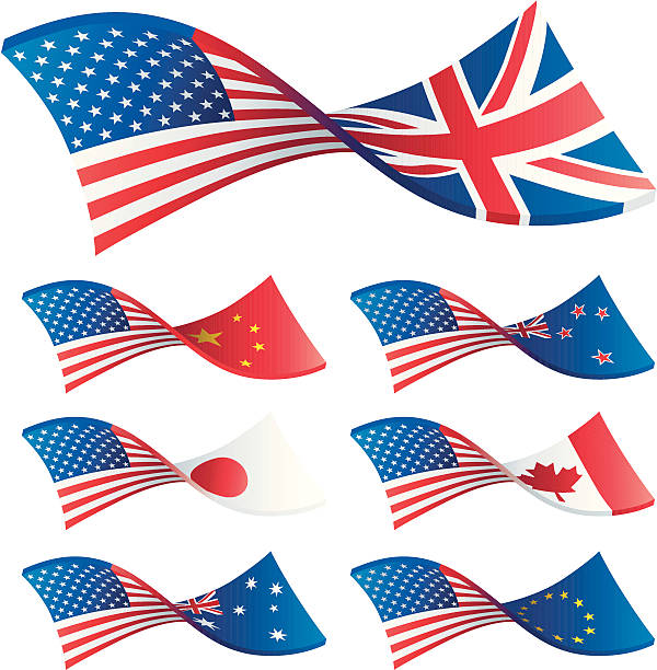 取引通貨ペア-米国 - usa european union flag trading europe点のイラスト素材／クリップアート素材／マンガ素材／アイコン素材