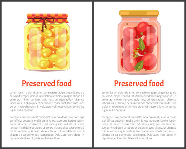 illustrations, cliparts, dessins animés et icônes de affiches d'aliments conservés avec des fruits ou des légumes - preserves jar apricot marmalade