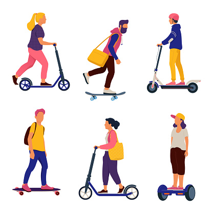 People riding personal transporters