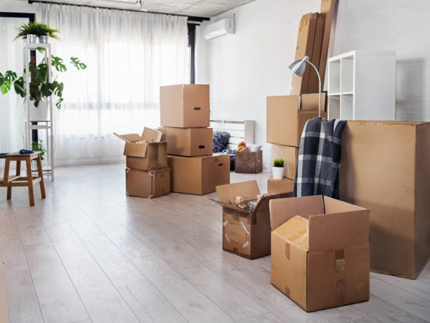 istock Moving in new home. home interior full of box containers and stuff. 1167911370