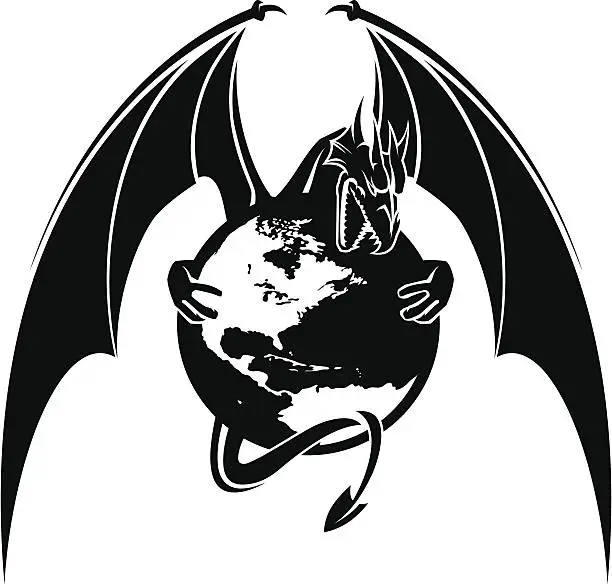 Vector illustration of vector dragon with globe