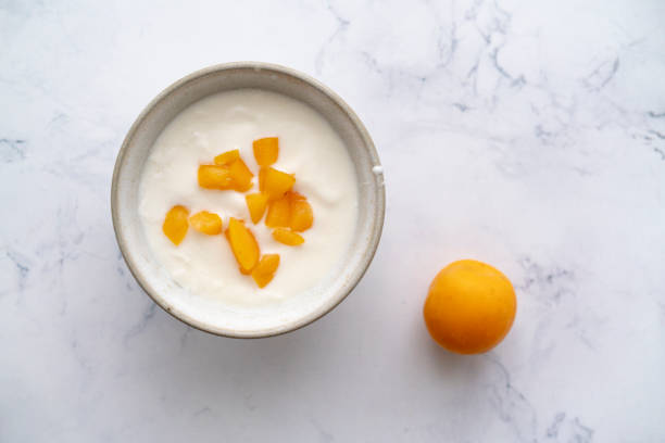 homemade apricot yogurt stock photo