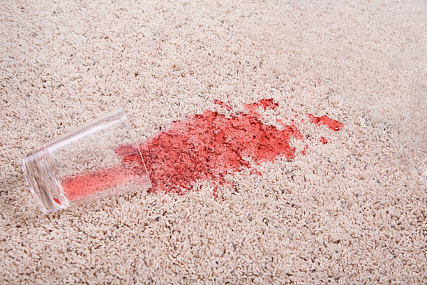 Juice Spill Soaking into Carpet stock photo