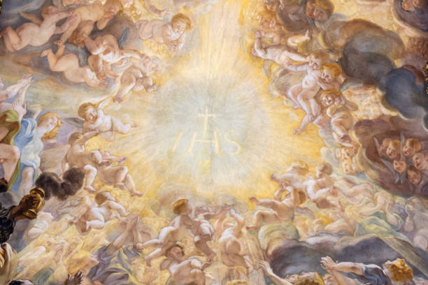 triumf imienia jezusa - malarstwo iluzjonistyczne zdjęcia i obrazy z banku zdjęć