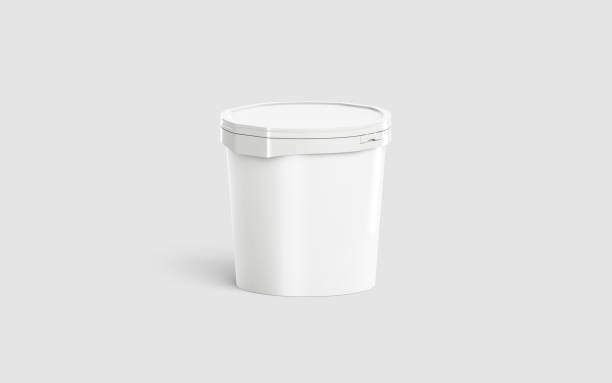 istock Blank white ice cream bucket mockup, half front view 1167918498