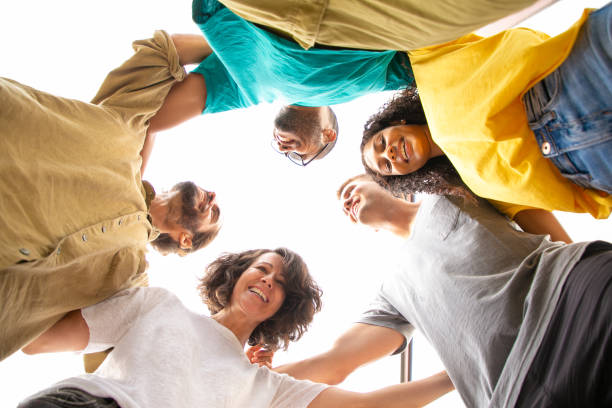 istock Happy joyful close friends hugging and posing 1167918976
