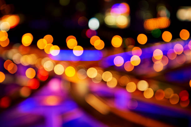 Traffic Lights at Night Bokeh Background