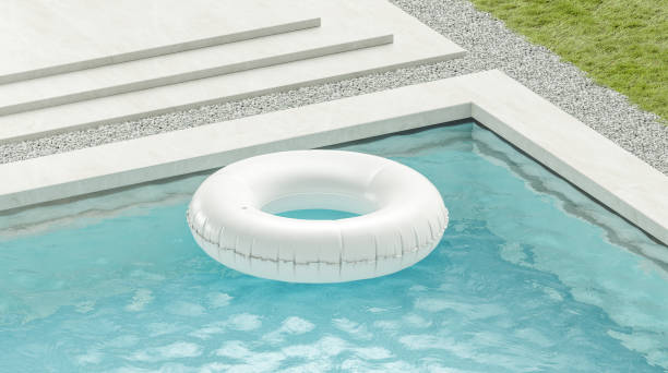 istock Blank white swim ring in pool mockup isolated, side view 1167920001